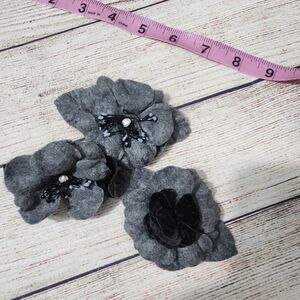 Vintage Handmade Gray Floral Pins